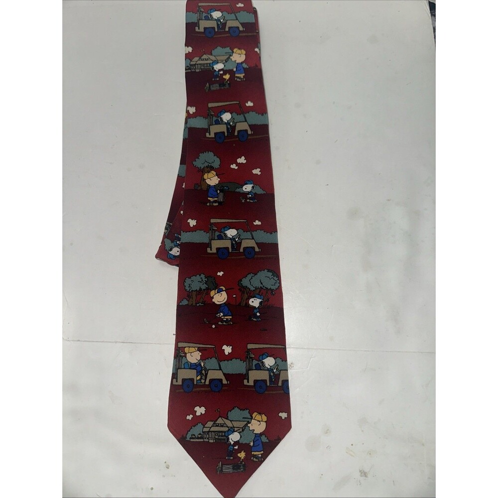Peanuts Snoopy Novelty Men’s Necktie I Wanna Win Golf 57” x 3.75” Fore